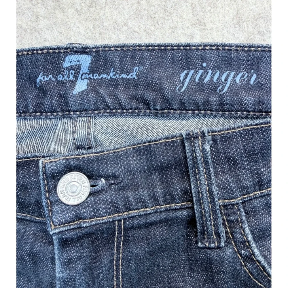 7 For All Mankind Ginger Jeans Women 30 Blue Wide Leg Flare Dark Wash Stretch